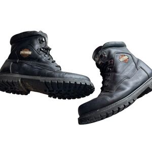Harley-Davidson Men’s Black Leather Lace-Up Motorcycle Boots Size 10